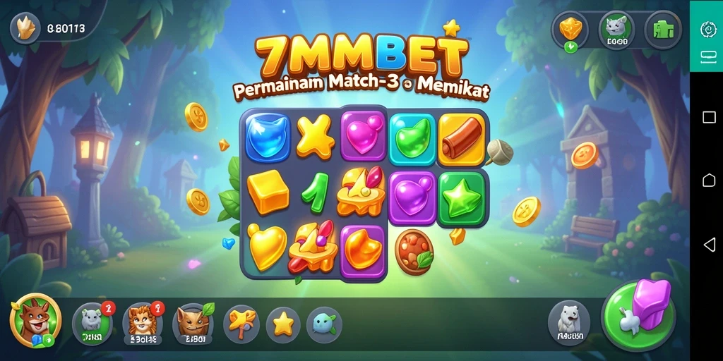 Tampilan gameplay menawan dari 7MMBET dengan elemen Match-3 yang seru.