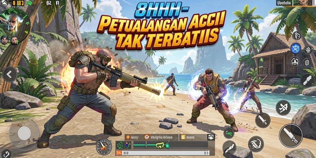 Gameplay mendebarkan dalam aksi 8HHH.