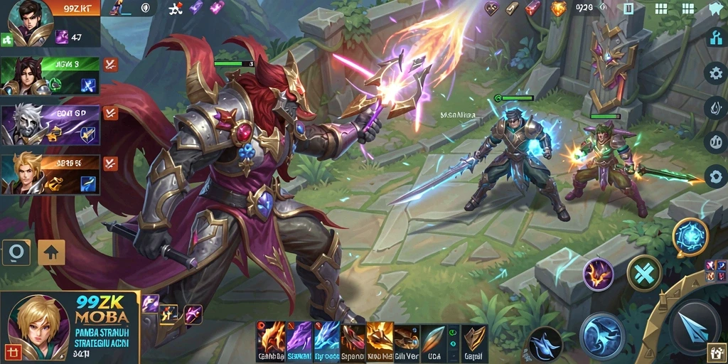 Tangkapan layar permainan 99ZK yang menampilkan aksi seru MOBA.