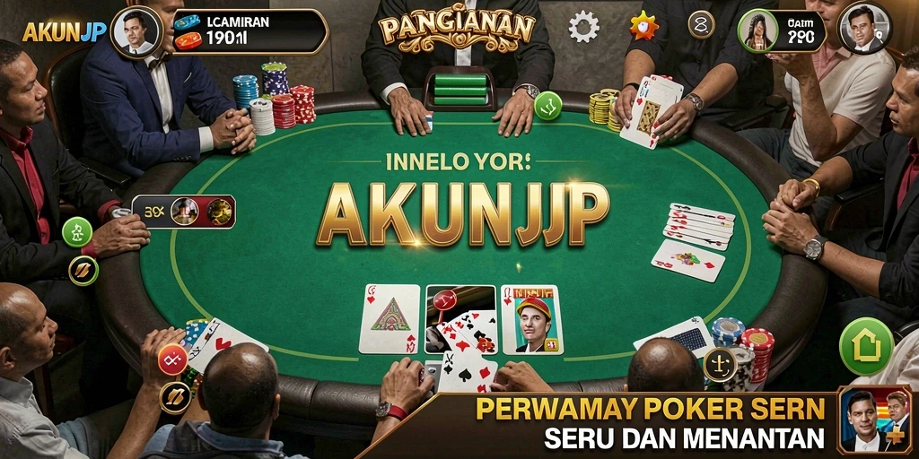 Tampilan gameplay Poker yang mendebarkan di AKUNJP.