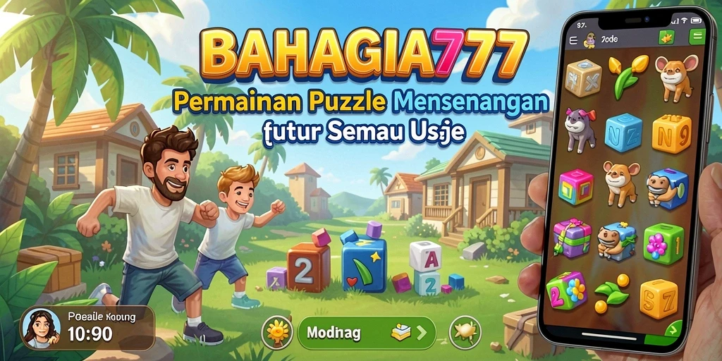Screenshot utama menampilkan gameplay menantang BAHAGIA777 dengan teka-teki yang berwarna-warni.