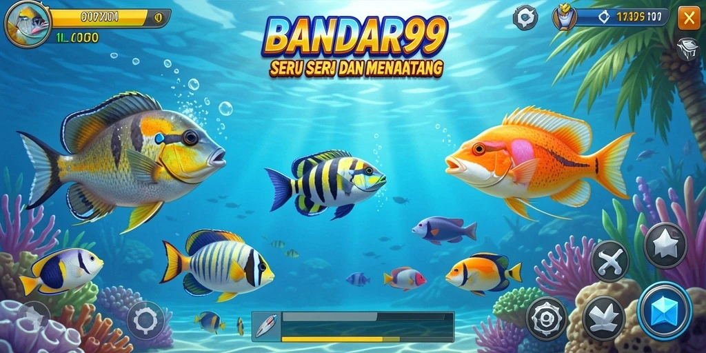 Gameplay seru dan menantang dalam BANDAR99 saat menangkap ikan.
