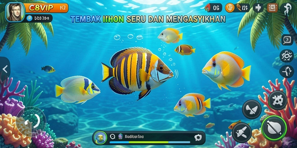 Tampilan gameplay C8VIP yang memukau dengan aksi Tembak Ikan.
