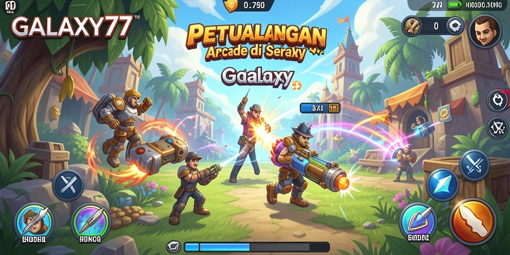 Screenshot gameplay <strong>GALAXY77</strong> menunjukkan aksi seru dan grafis menakjubkan.