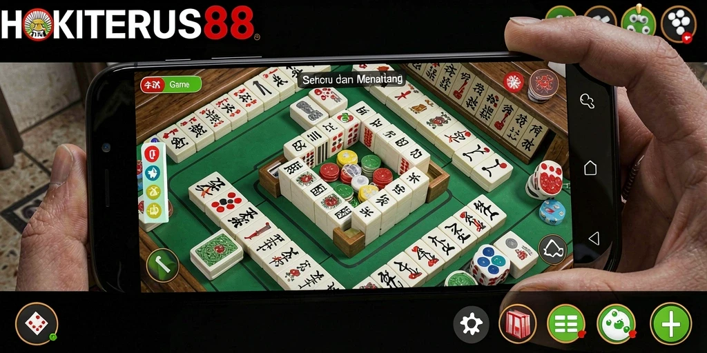 Tampilan gameplay HOKITERUS88 yang menampilkan keseruan bermain Mahjong.