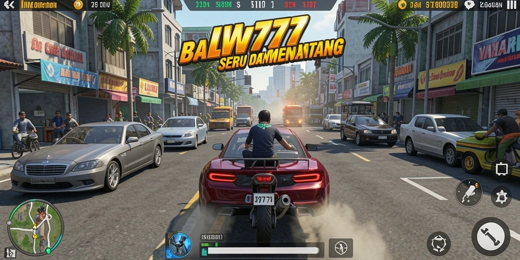Tampilan utama IW777 menampilkan balapan mendebarkan di jalanan kota.