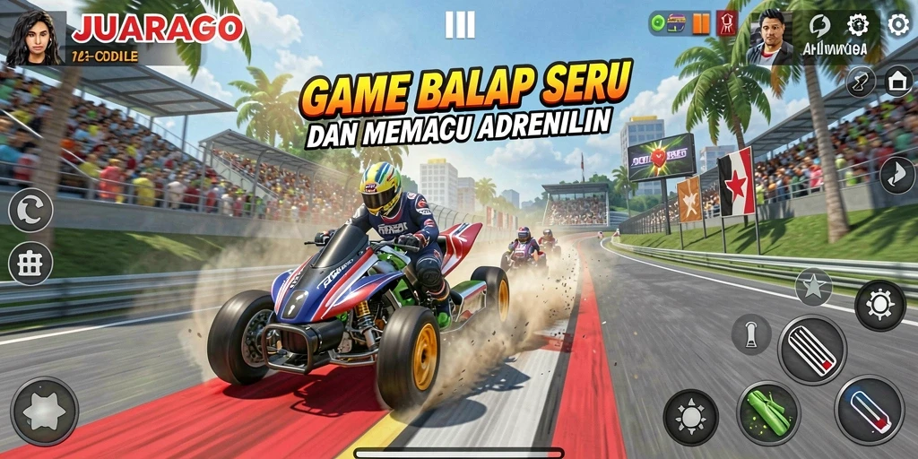 Screenshot JUARAGO menampilkan gameplay balap yang mendebarkan dan seru.
