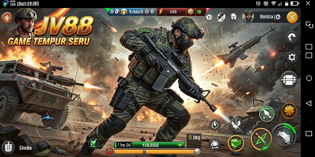 Tampilan battle seru dengan aksi dan strategis di JV88.