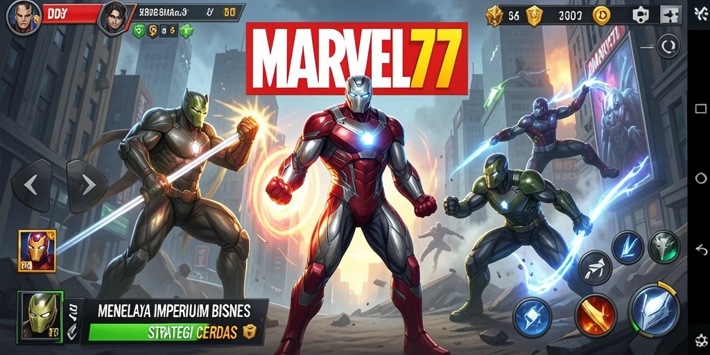 Tampilan gameplay MARVEL77 yang mengesankan dengan elemen Tycoon.