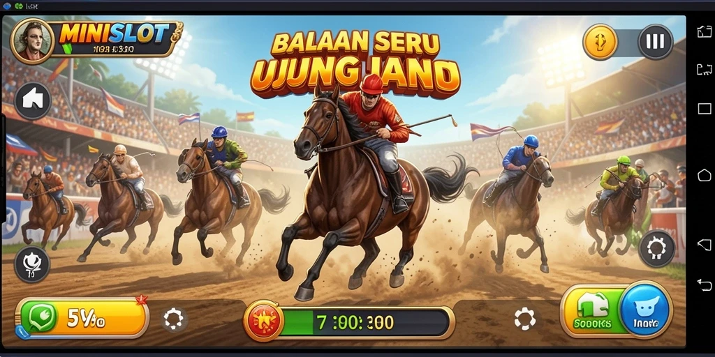 Screenshot menampilkan aksi balapan seru di MINISLOT.