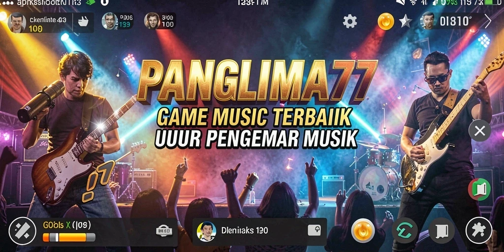 Tampilan gameplay <strong>PANGLIMA77</strong> dengan berbagai mode musik yang menarik.