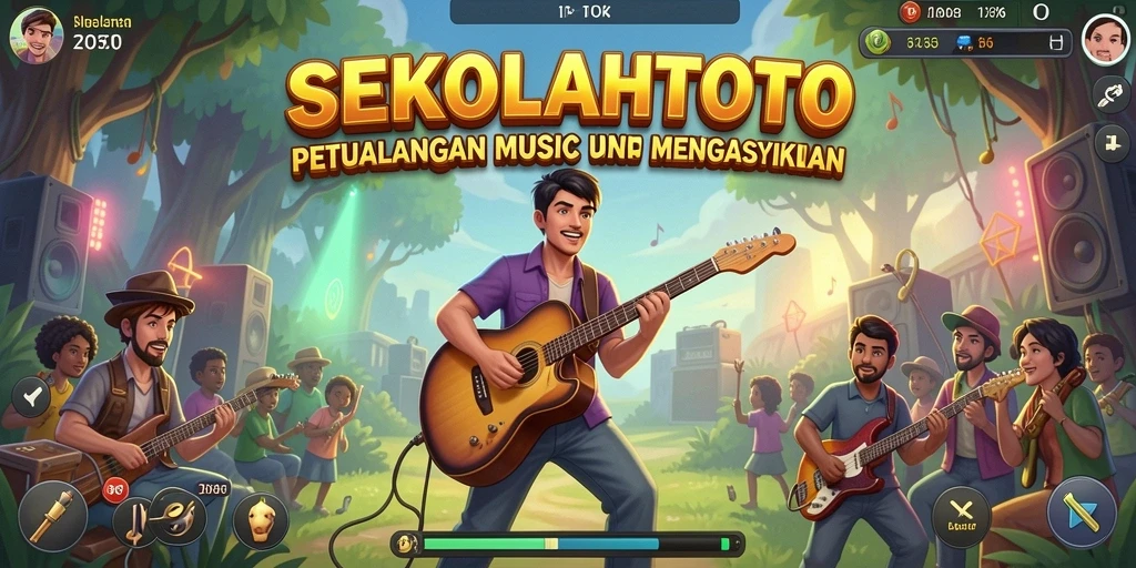 Tampilan gameplay menarik dari SEKOLAHTOTO dengan berbagai lagu.