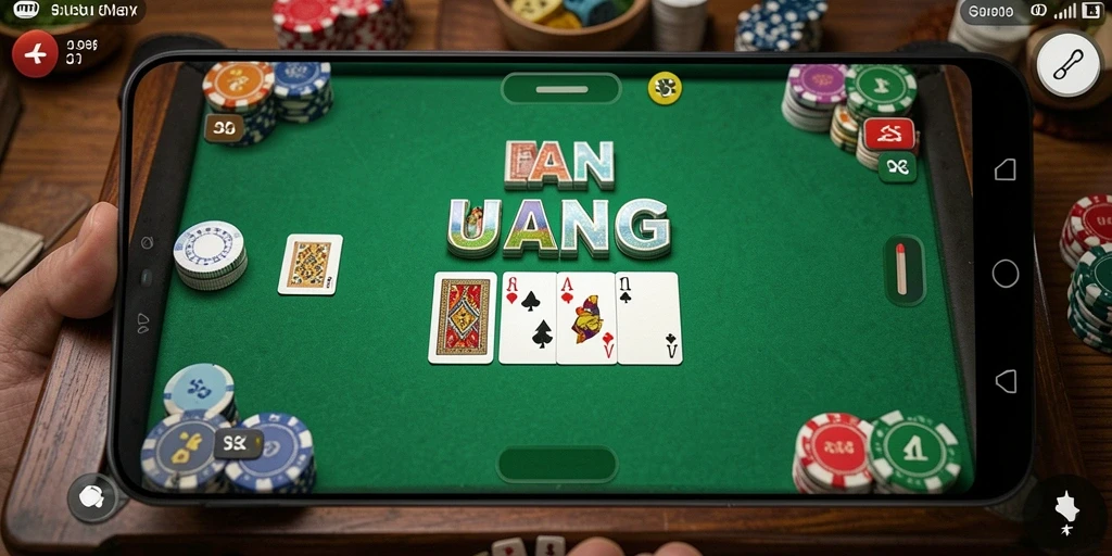 Screenshot gameplay UANG menunjukkan suasana seru permainan Gaple.